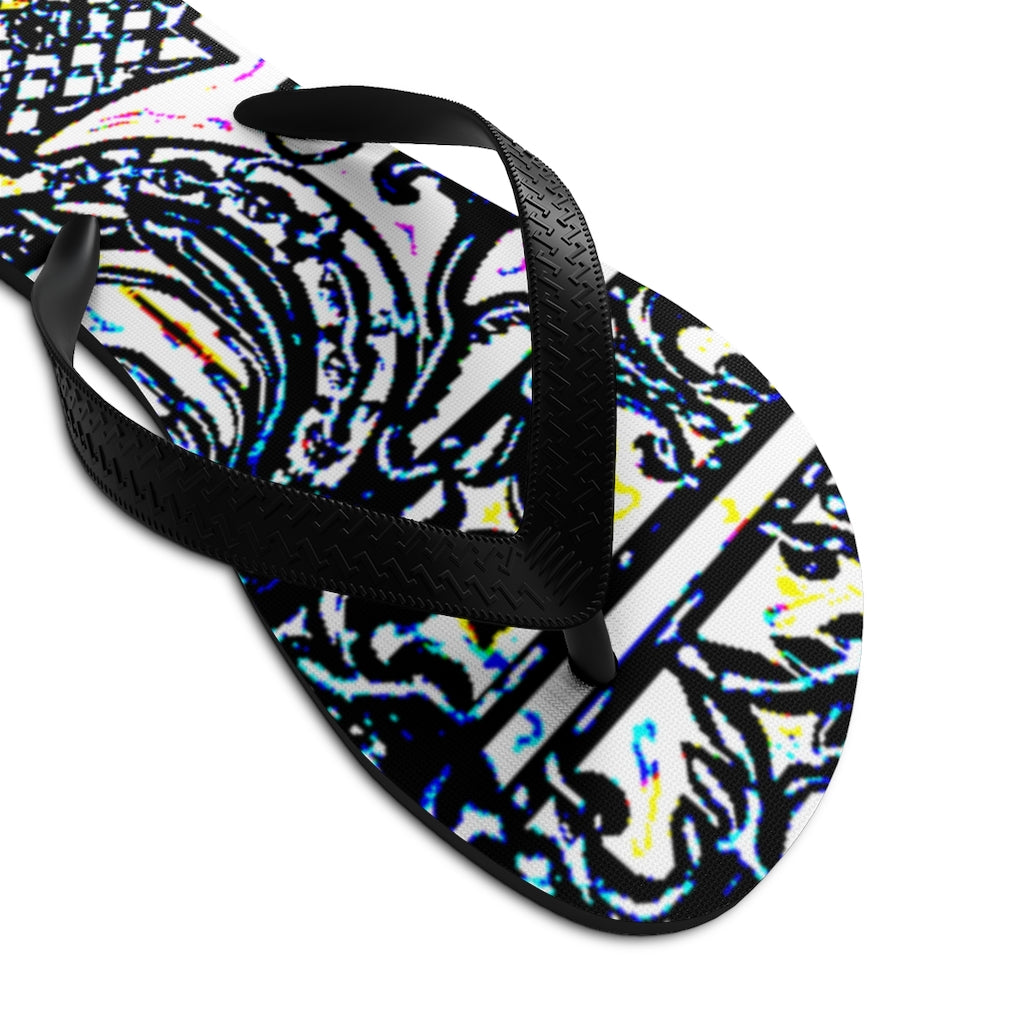 Faux Baroque Print Unisex Flip-Flops