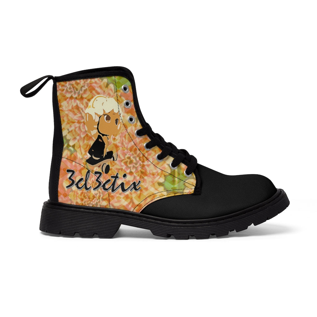 Faded Branded Floral Men's Canvas Boots