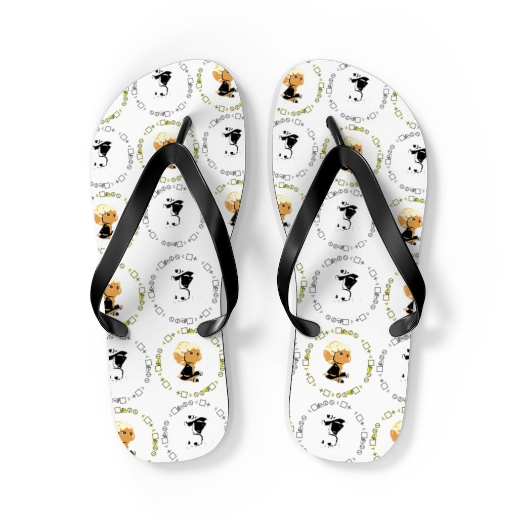 Logo Pattern Flip Flops