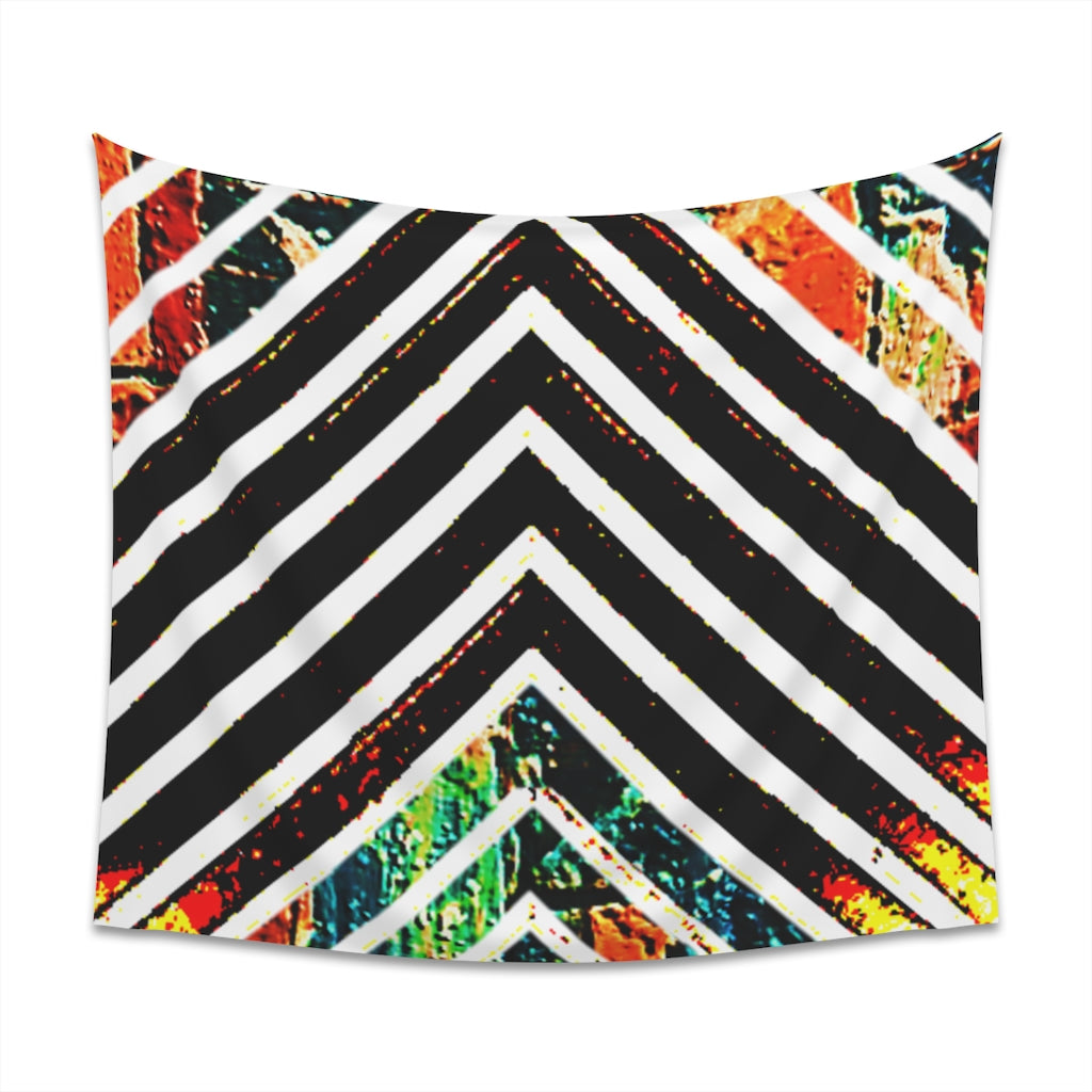 Multi-Colored Stripped Printed Wall Tapestry