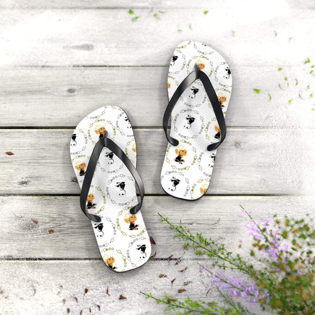 Logo Pattern Flip Flops