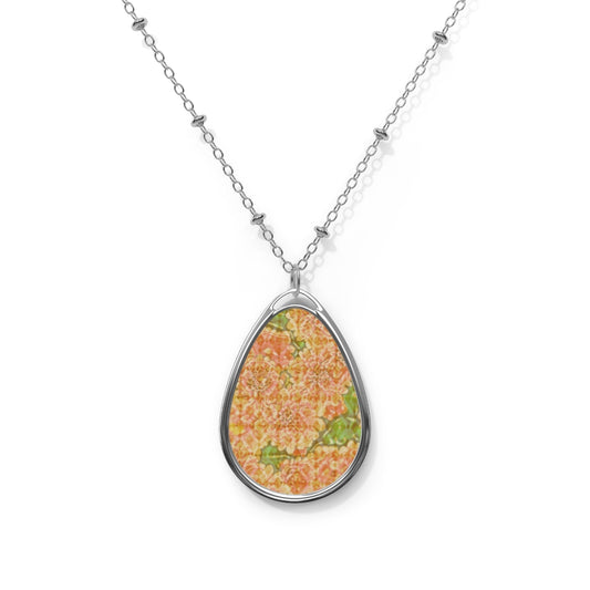 Orange Floral Oval Necklace