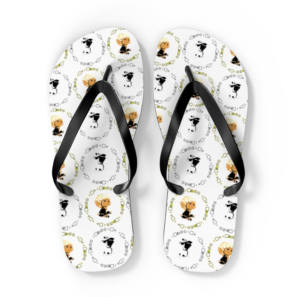 Logo Pattern Flip Flops