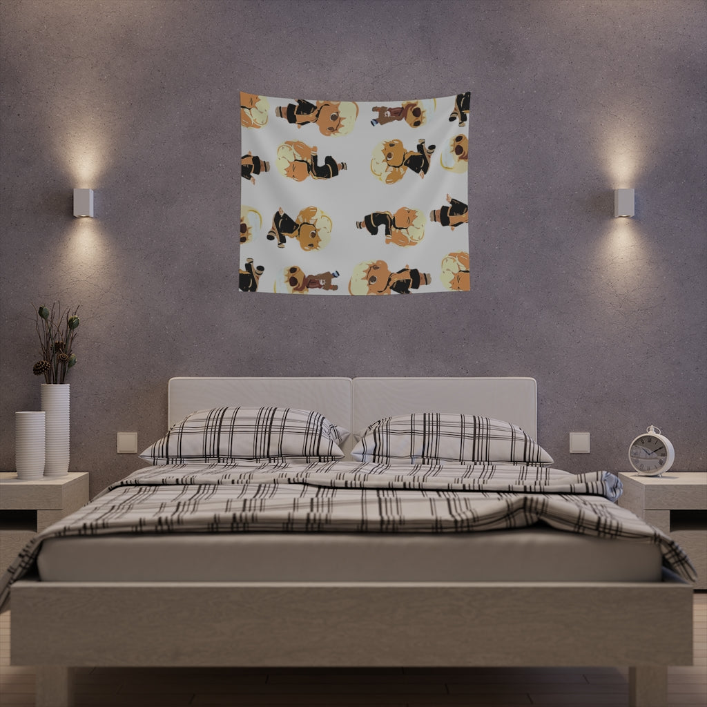 White Printed Wall Tapestry