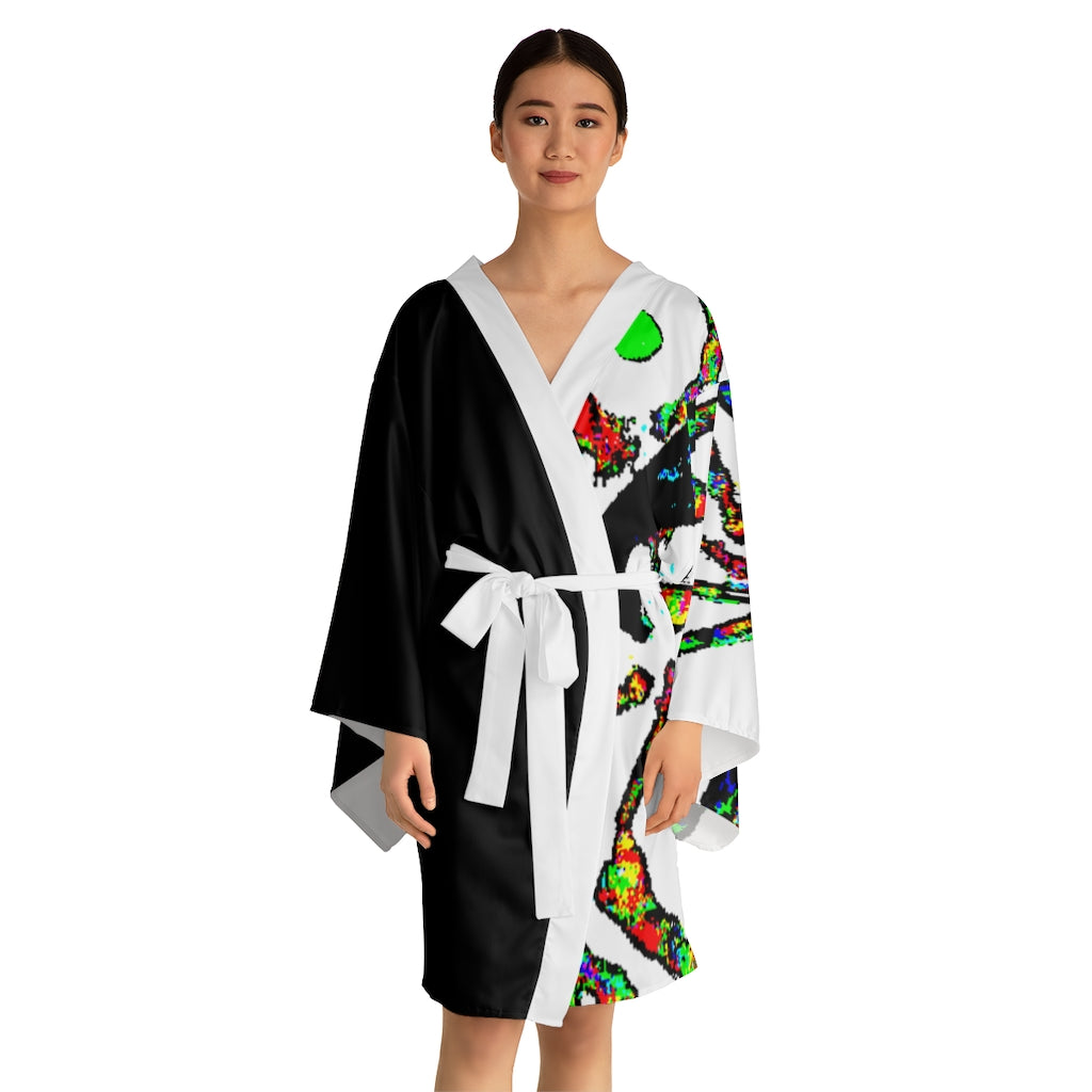 Painted Money Long Sleeve Kimono Robe