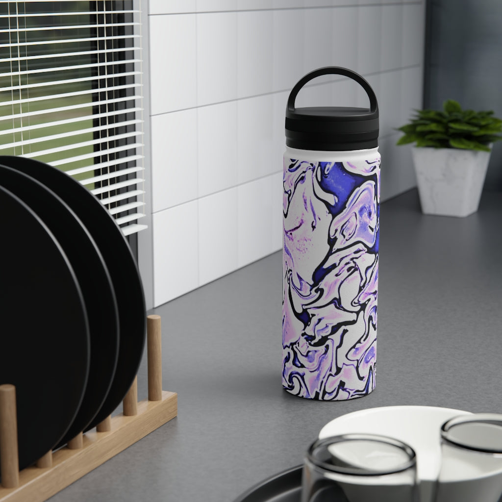 CDEJ Purple Marble Stainless Steel Water Bottle, Handle Lid