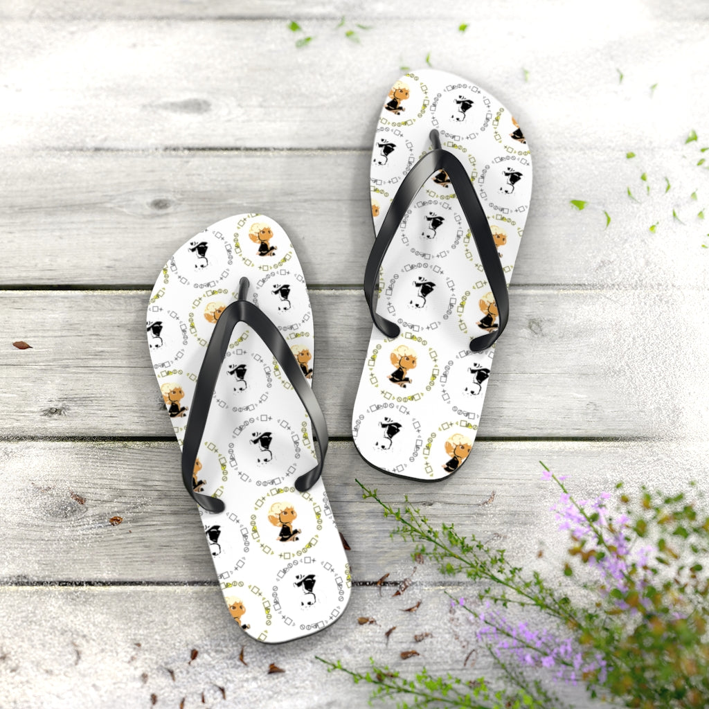 Logo Pattern Flip Flops