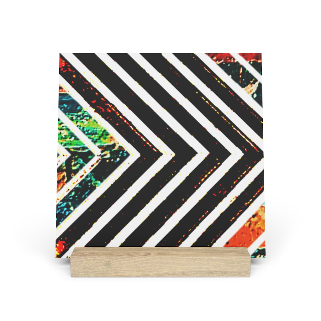 Multi-Colored Stripped Gallery Board with Stand