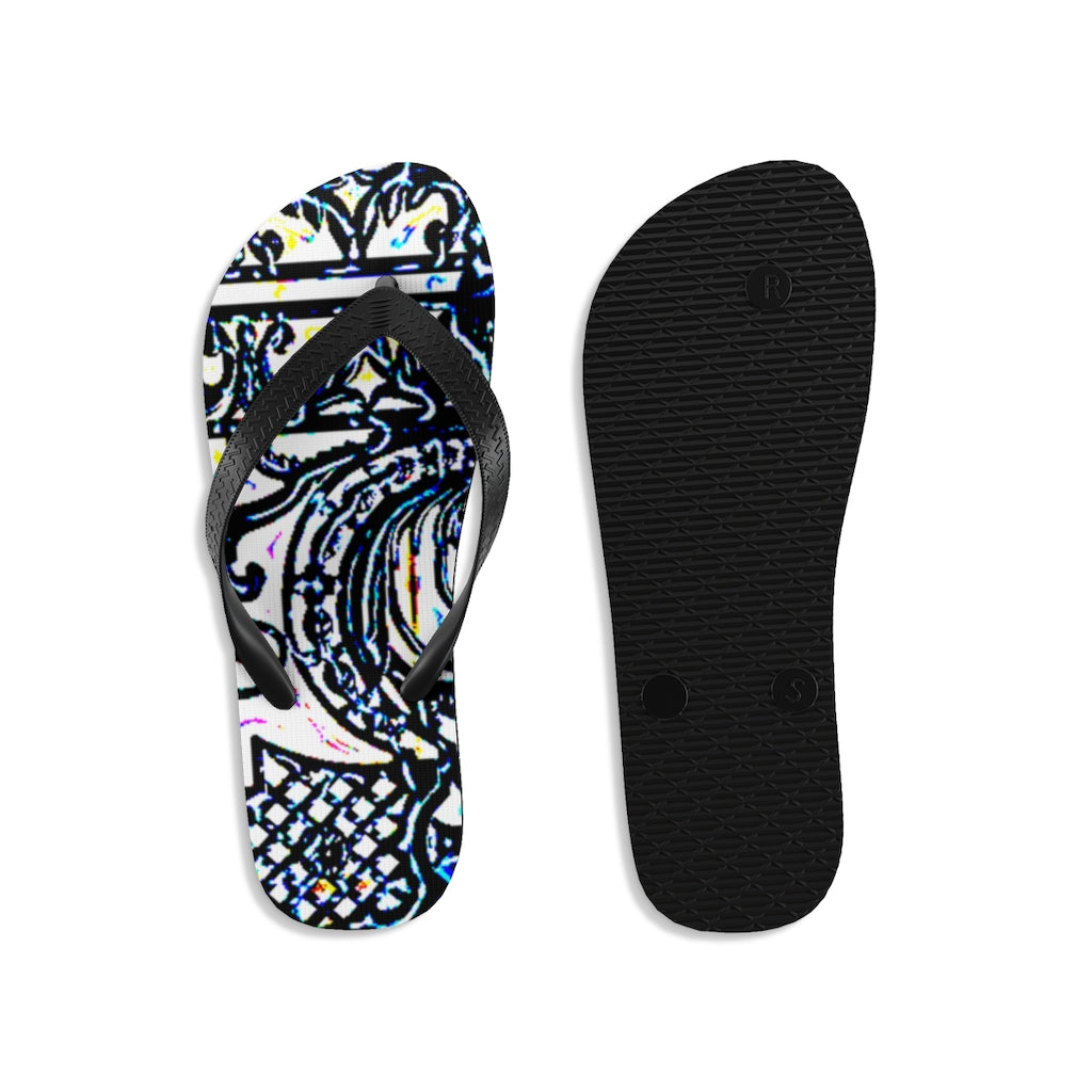 Faux Baroque Print Unisex Flip-Flops