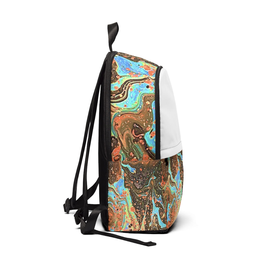 CDEJ Brown Tie Dye Marble Unisex Fabric Backpack