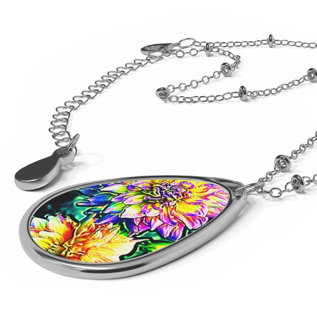 Bright Floral Oval Necklace