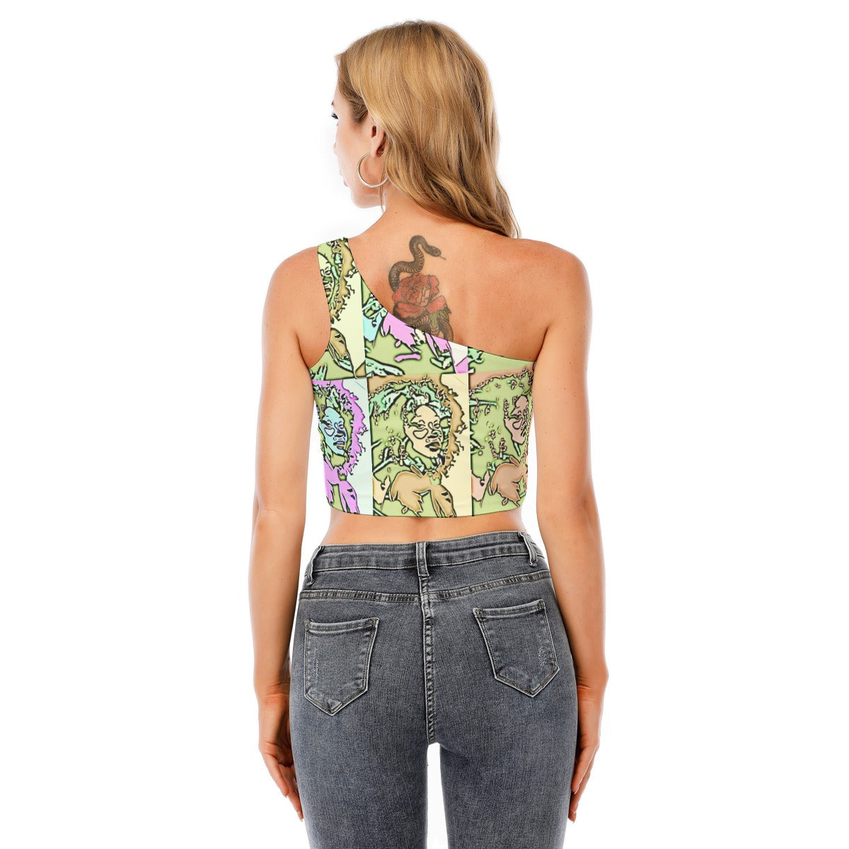 Afro One-Shoulder Cropped Top