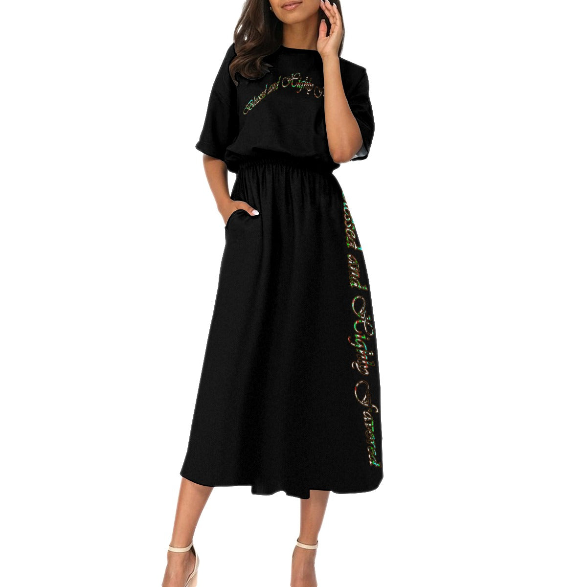 Graphic Blessed Elastic Waist Dress