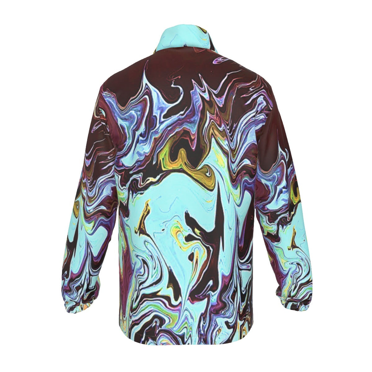 Turquoise Marble Collar Zip-up Windproof Jacket