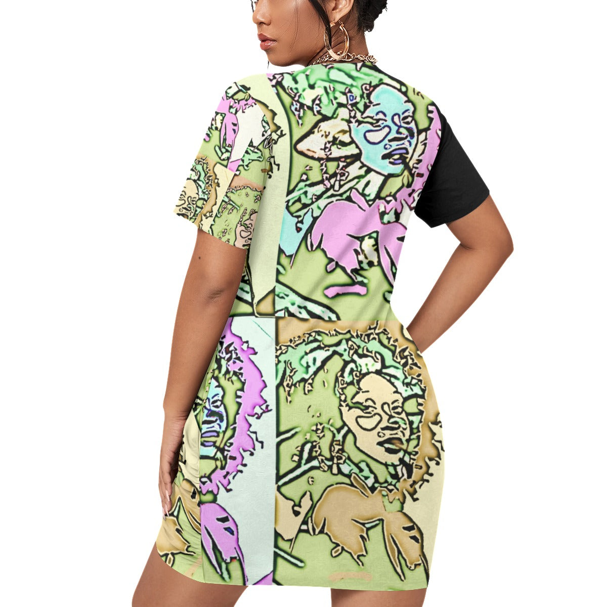 Afro Plus Size Stacked Hem Dress