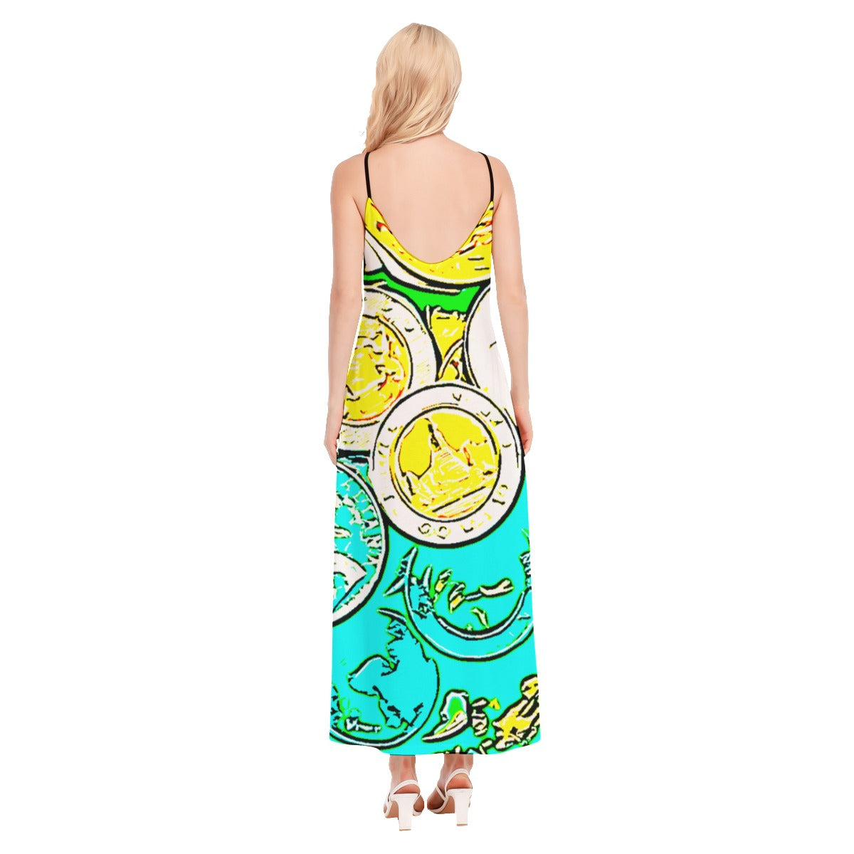 Teal Coin Sling Maxi Dress