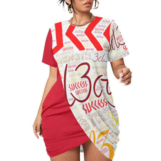 Red Branded Plus Size Women’s Stacked Hem Dress