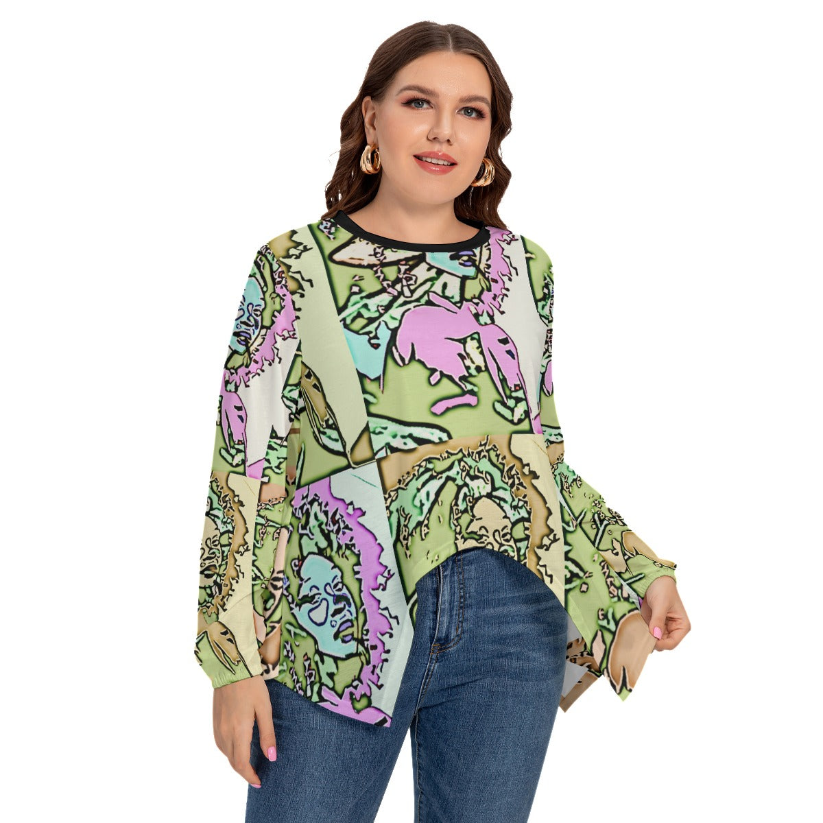 Afro Plus Size Asymmetrical T-shirt