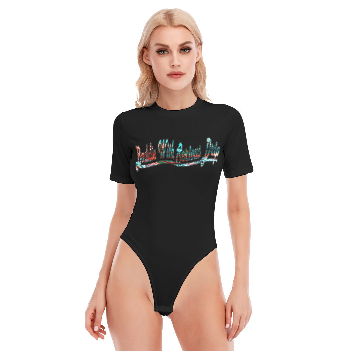 Graphic "Baddie" O-neck Short Sleeve Bodysuit