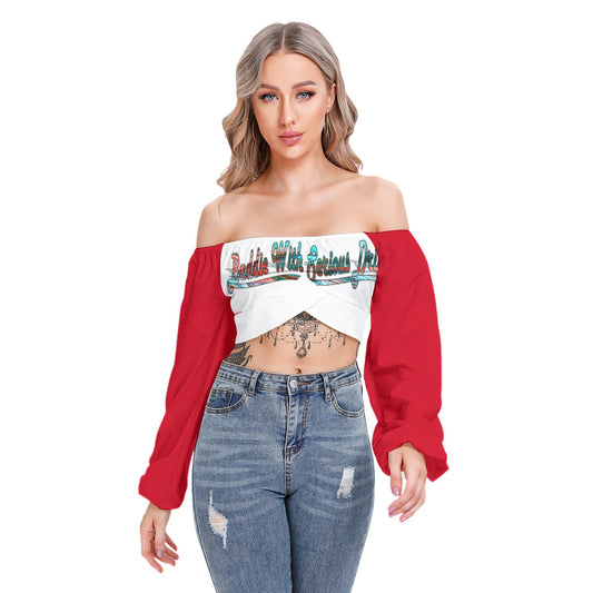 Graphic "Baddie" Cropped Tube Top With Long Sleeve