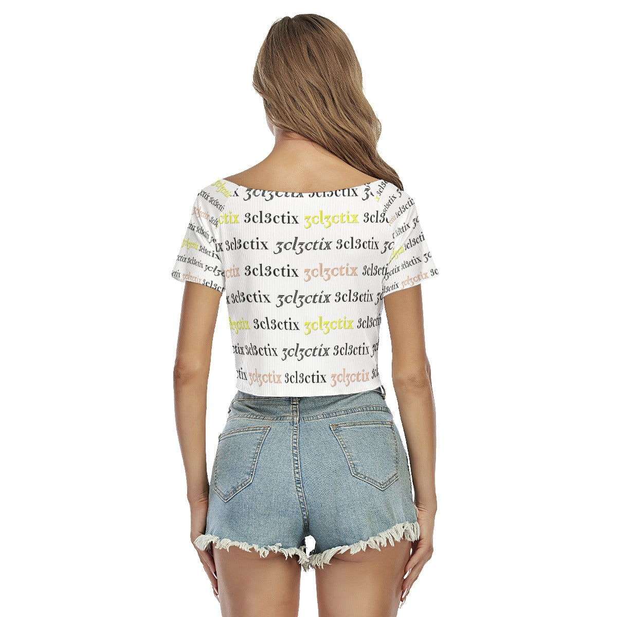 Branded Raglan Drawstring Front Crop Tee