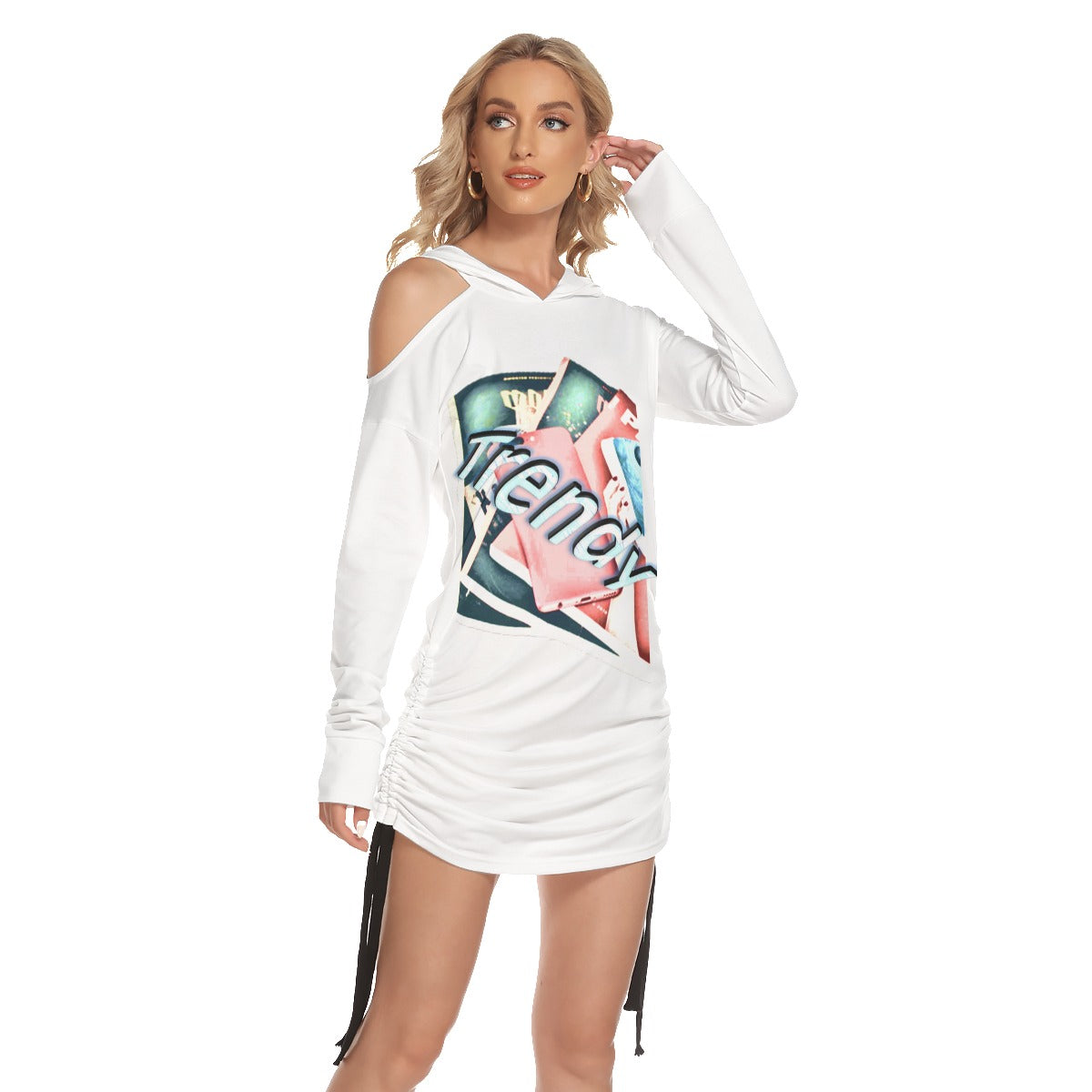 Graphic Trendy One-shoulder Dress