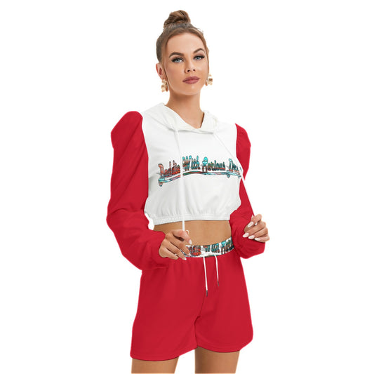 Graphic "Baddie"  Mirco Fleece Hoodie And Shorts Set