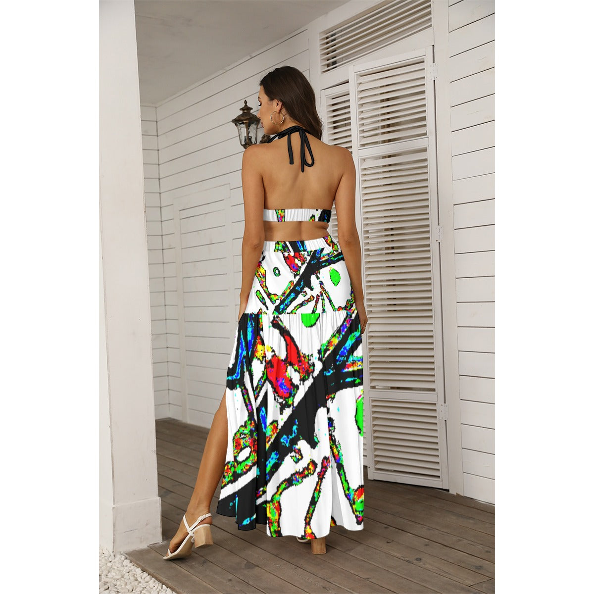 Painted Money Tie Back Wrap Dress