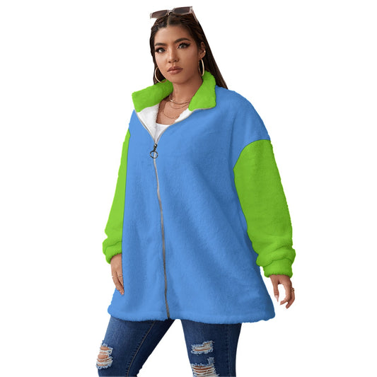 Branded Plus Size Fleece Stand-up Collar Coat