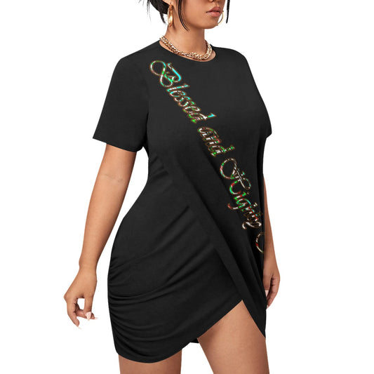 Graphic Blessed Plus Size Stacked Hem Dress