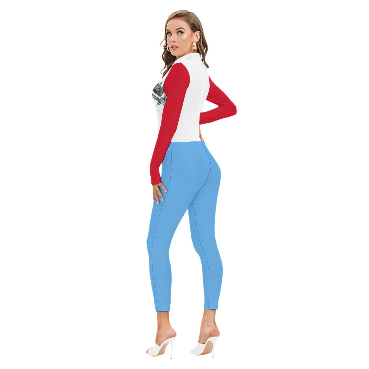 Graphic "Baddie" Long-sleeved High-neck Jumpsuit