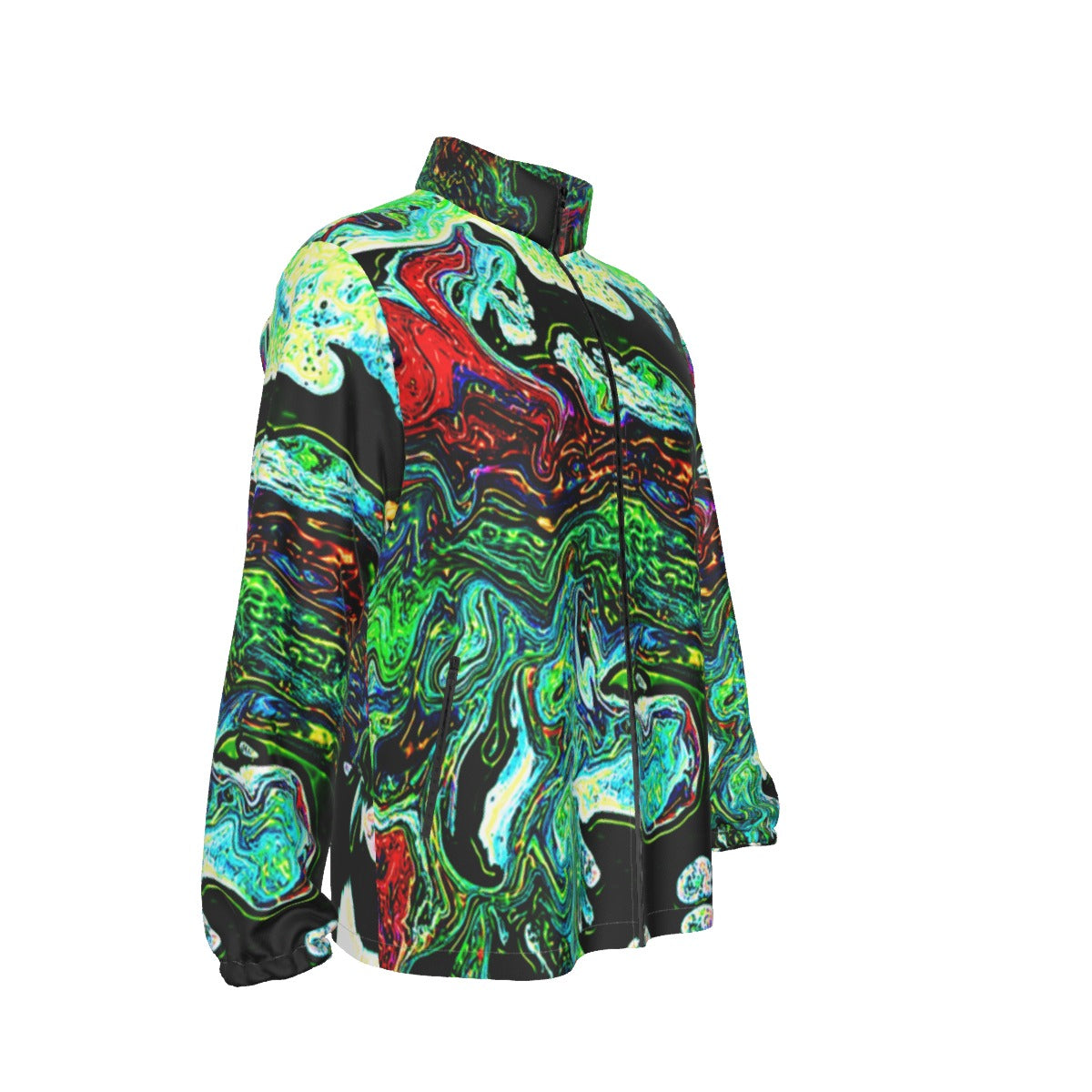 CDEJ Green Marble Collar Zip-up Windproof Jacket