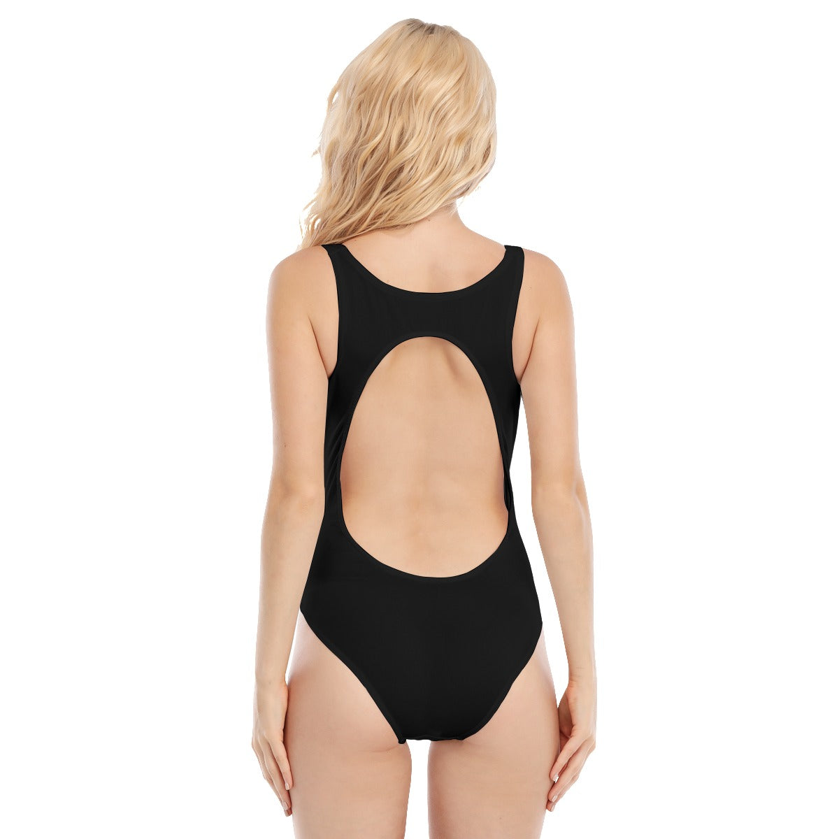 Graphic "Baddie" Navel Back Hollow One-piece Swimsuit