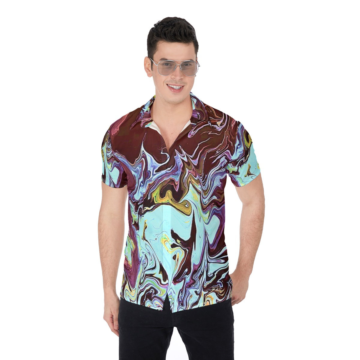 CDEJ Turquoise Marble Men's Shirt