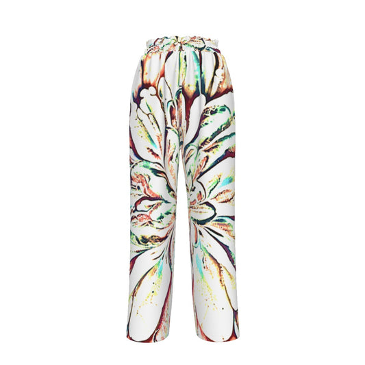 Psycho Print Faux Silk Wide-Leg Pants