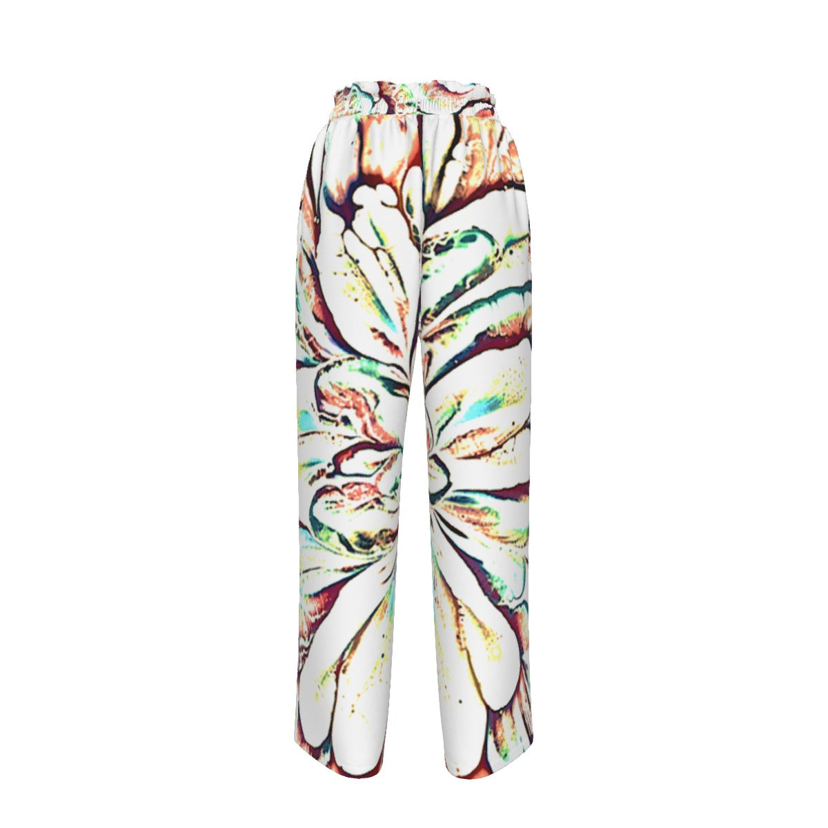 Psycho Print Faux Silk Wide-Leg Pants