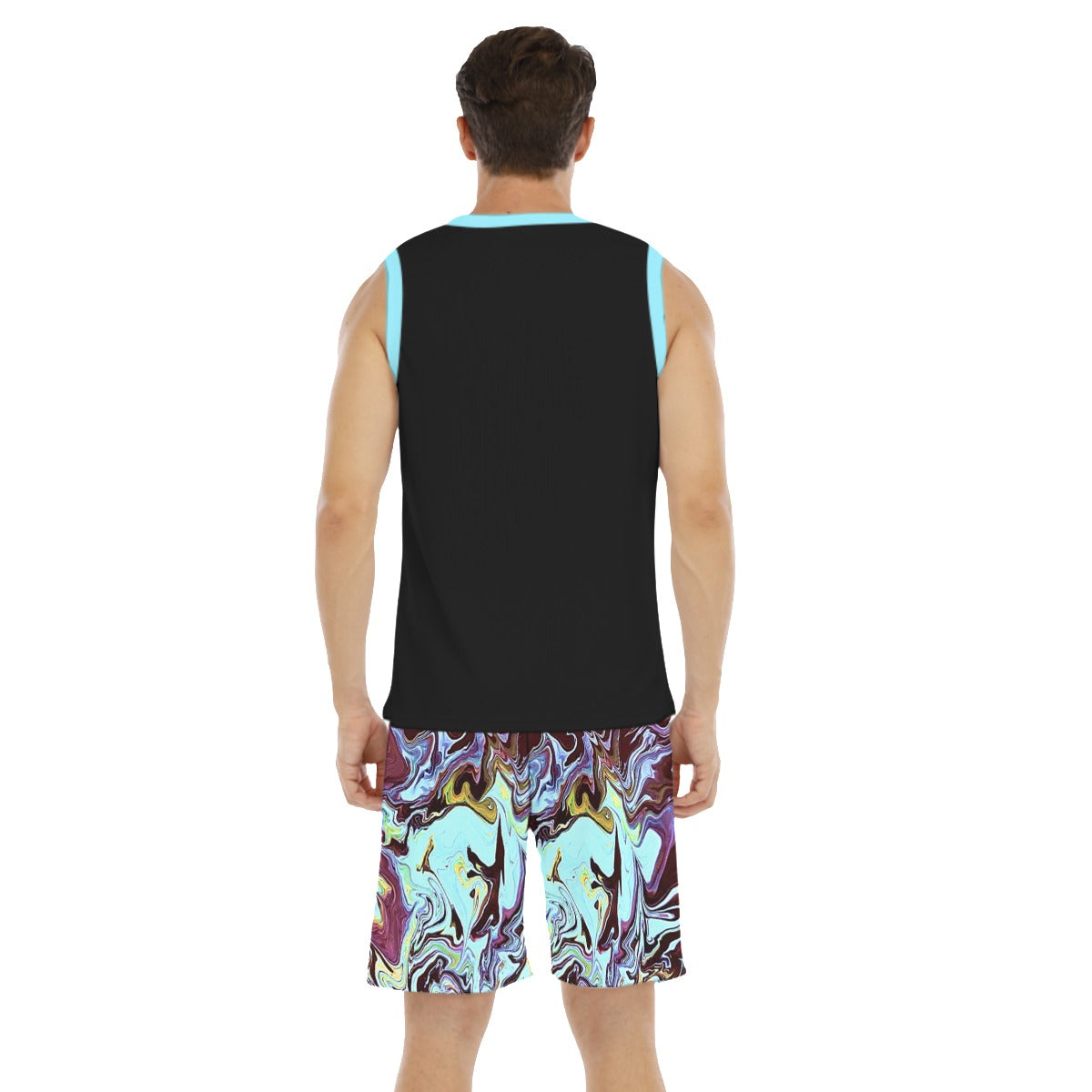 CDEJ Turquoise Marble Men's Basketball Suit