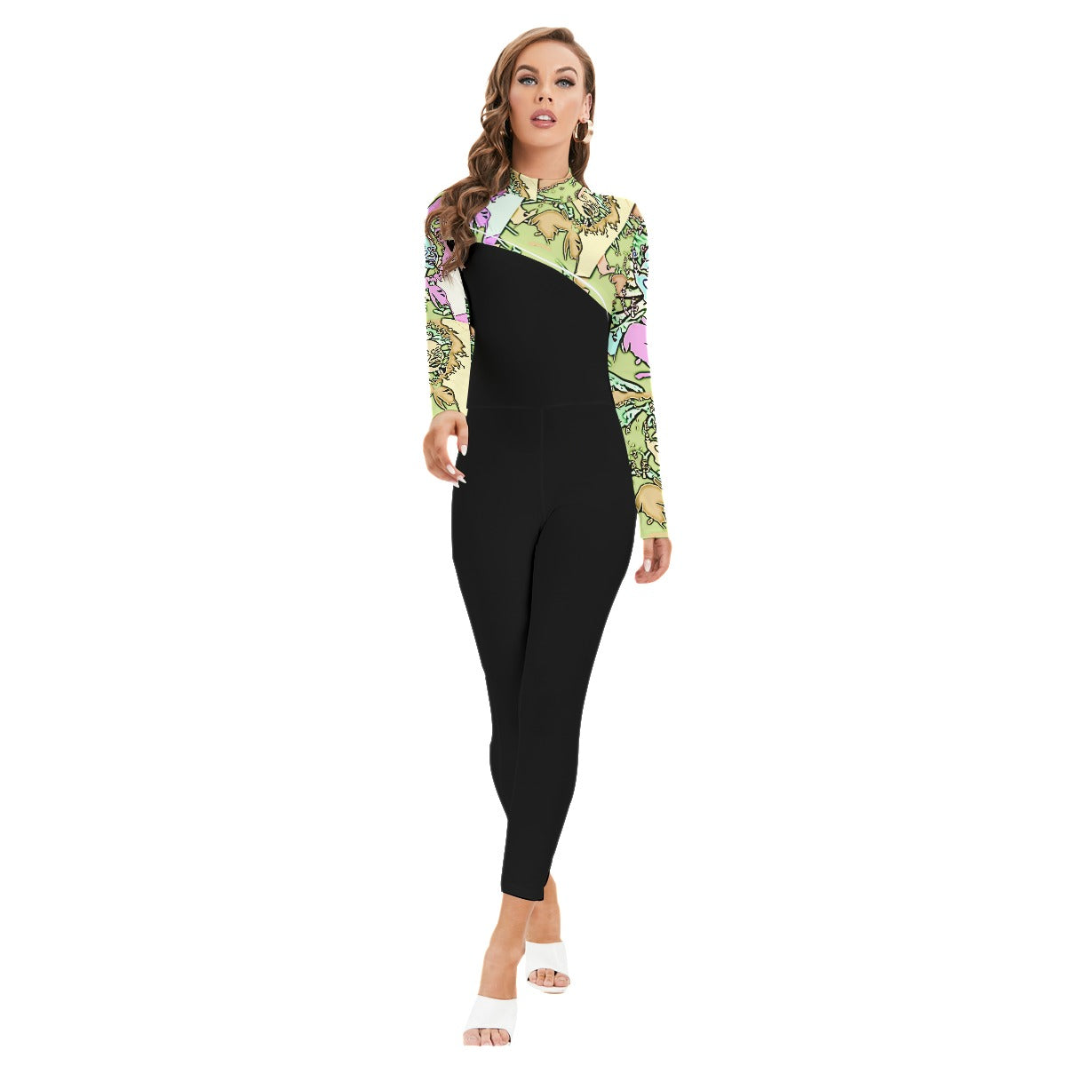 Afro Long-sleeved High-neck Jumpsuit