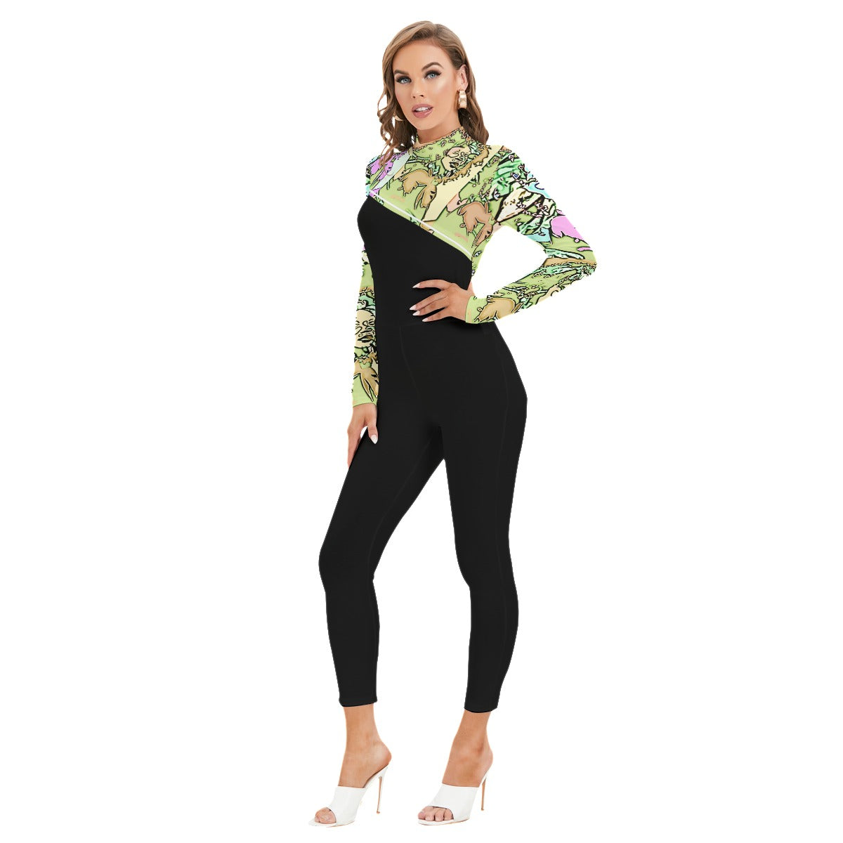 Afro Long-sleeved High-neck Jumpsuit