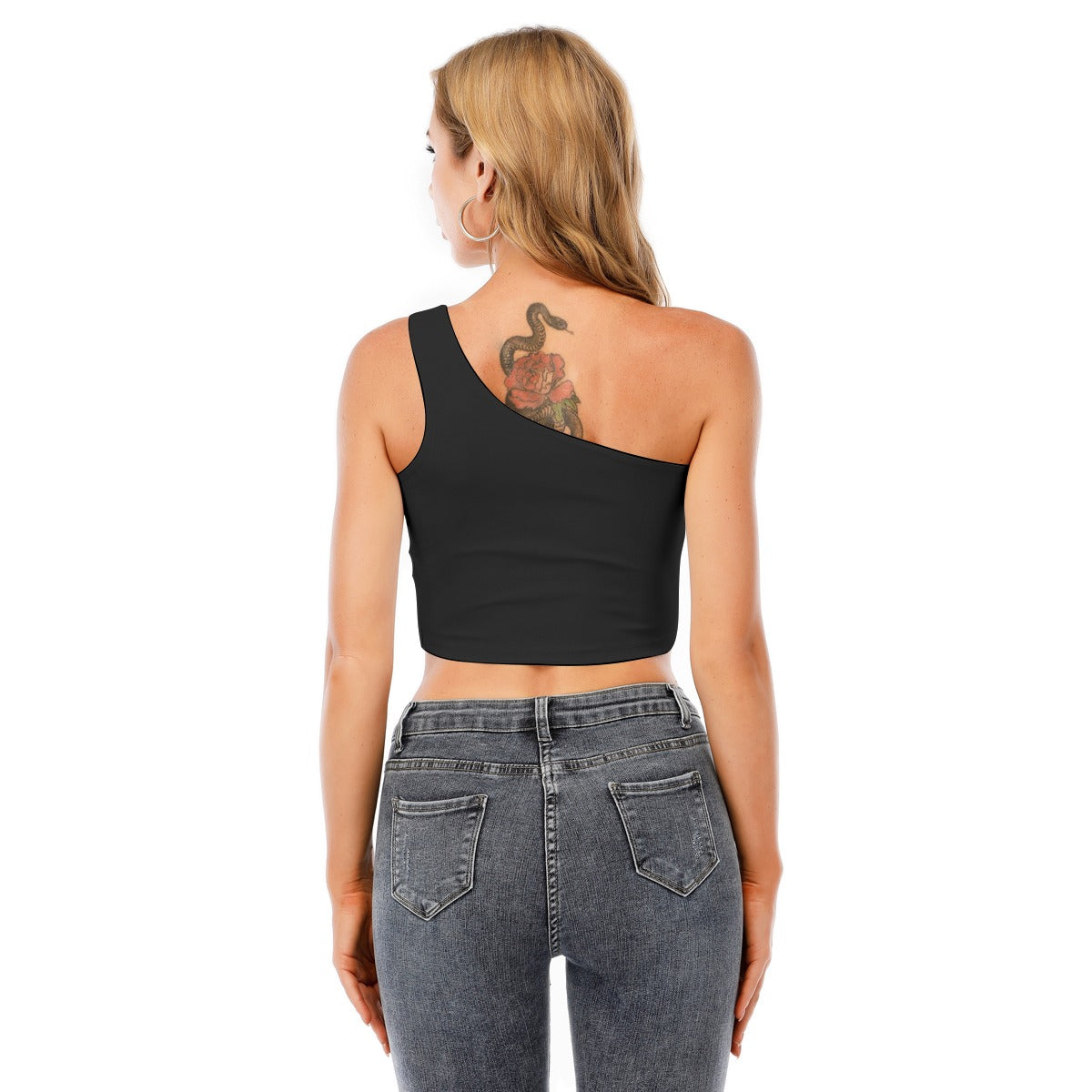 Graphic Vodka One-Shoulder Cropped Top