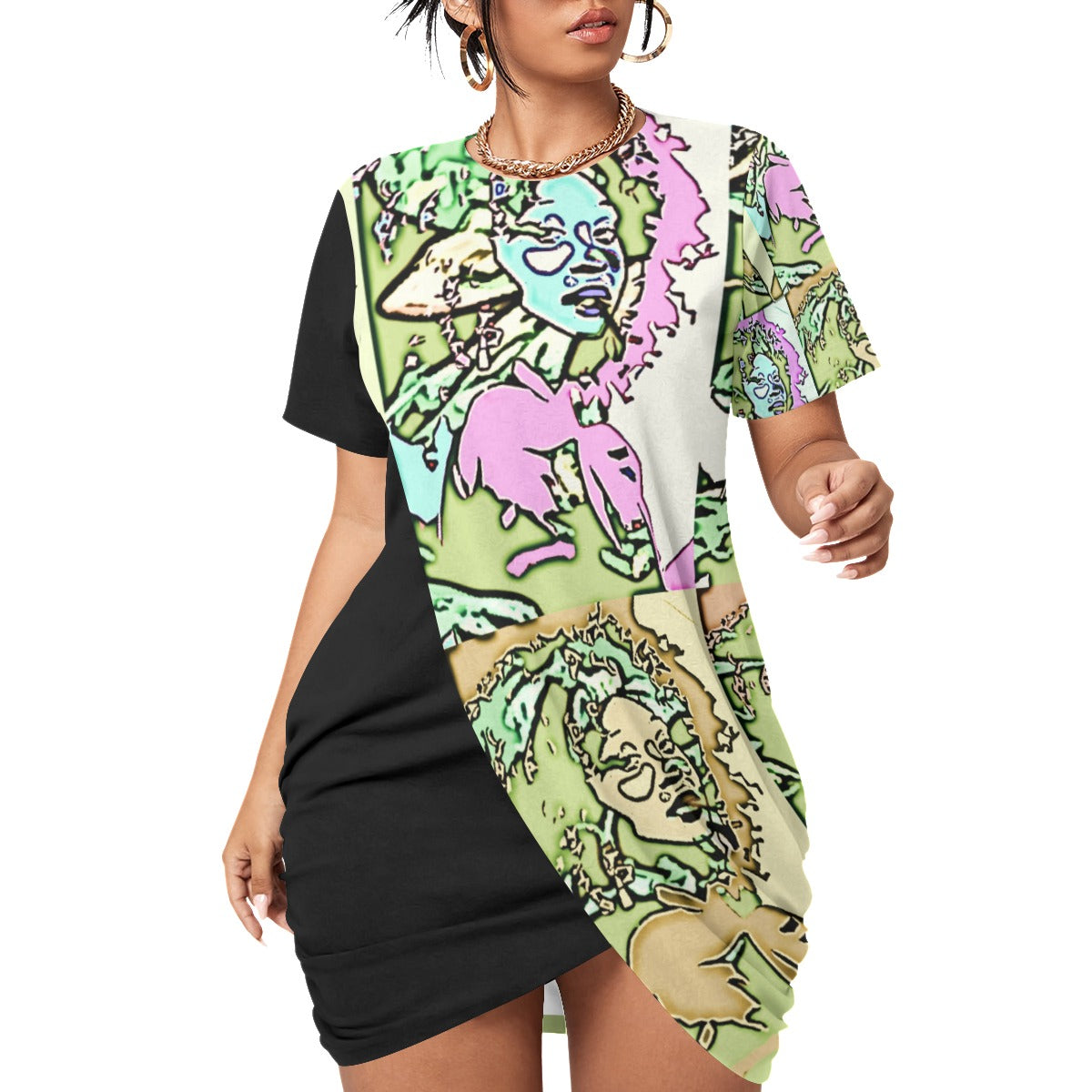 Afro Plus Size Stacked Hem Dress