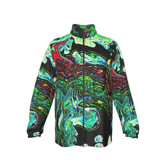 CDEJ Green Marble Collar Zip-up Windproof Jacket