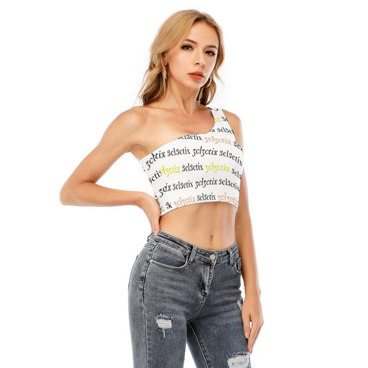 Branded One-Shoulder Cropped Top