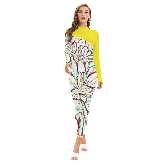 Psycho Print Long-sleeved High-neck Jumpsuit