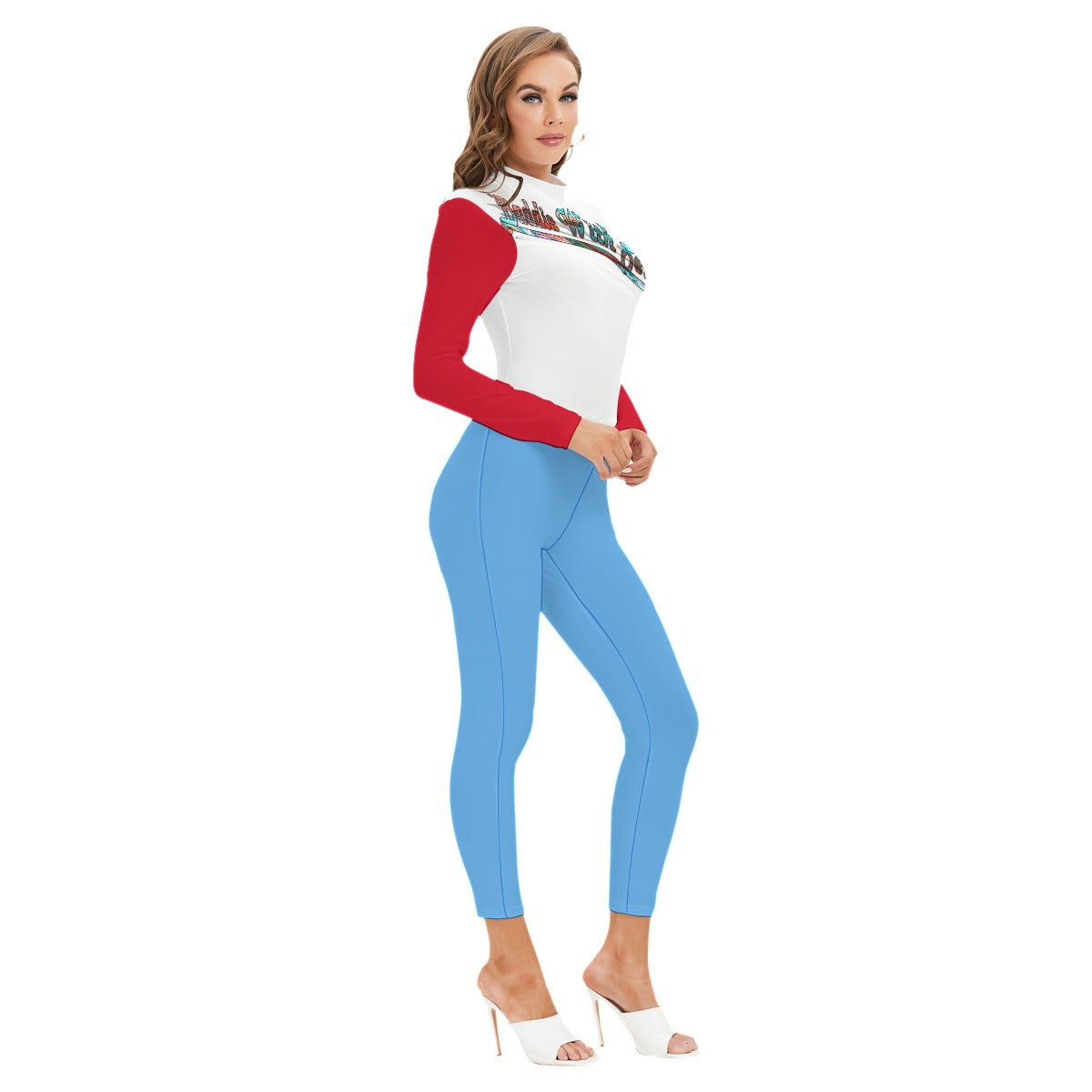 Graphic "Baddie" Long-sleeved High-neck Jumpsuit