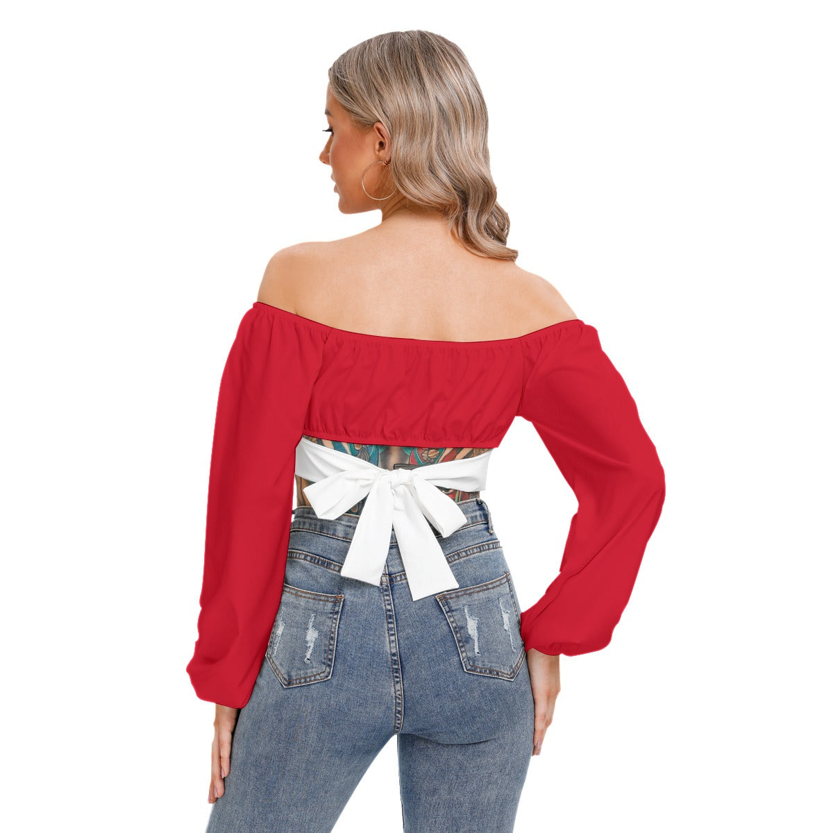 Graphic "Baddie" Cropped Tube Top With Long Sleeve