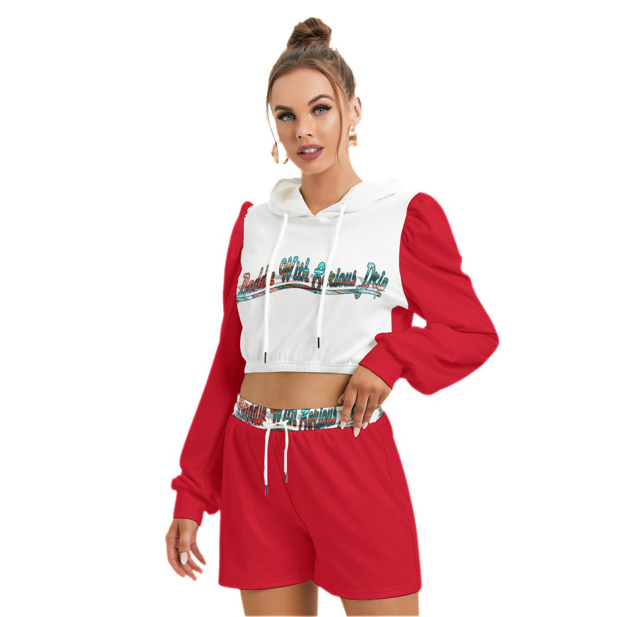 Graphic "Baddie"  Mirco Fleece Hoodie And Shorts Set