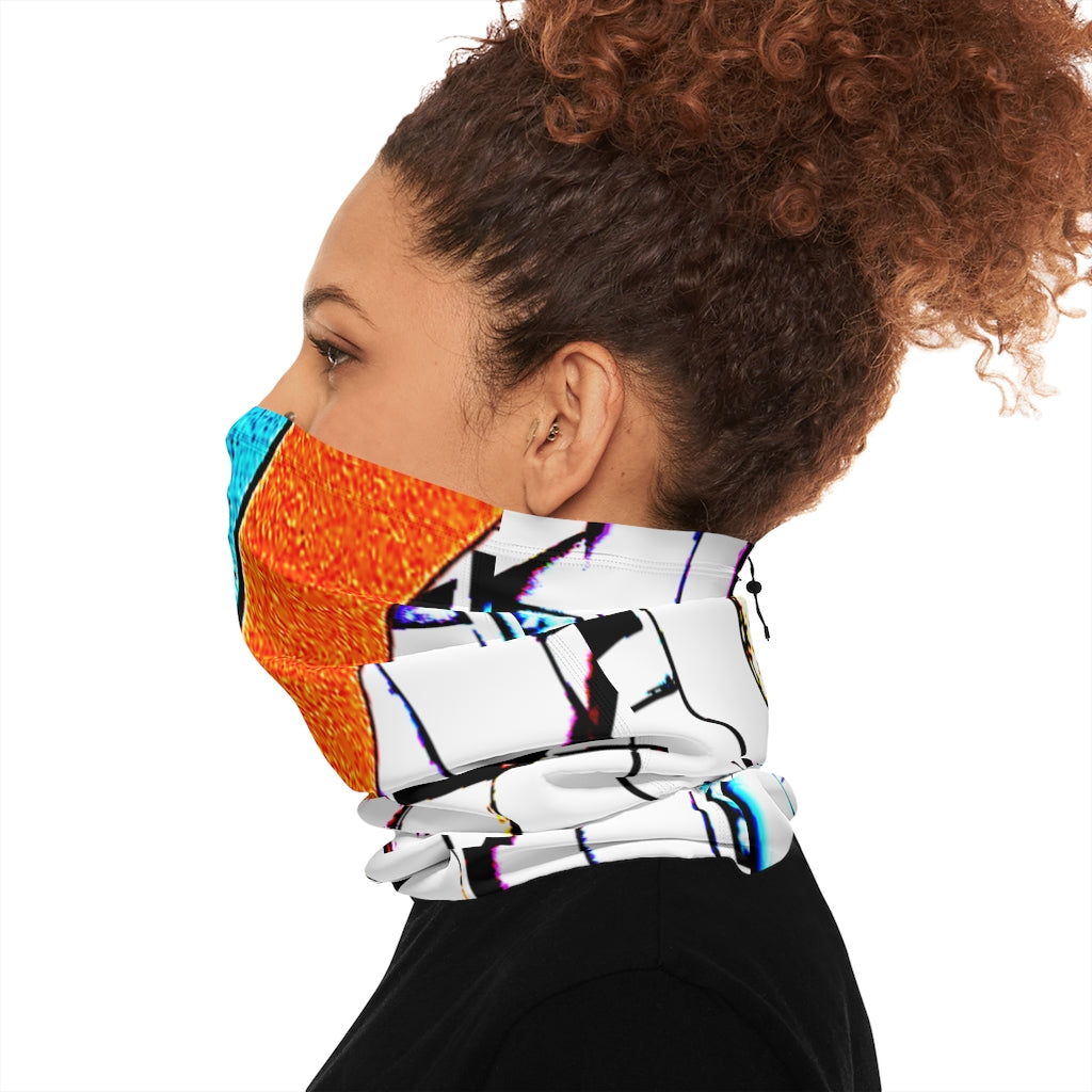 Abstract Winter Neck Gaiter With Drawstring