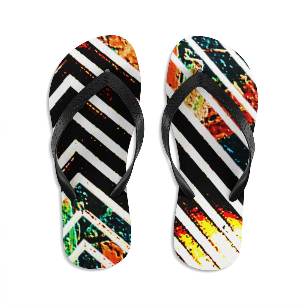 Cracked Special Stripped Unisex Flip-Flops