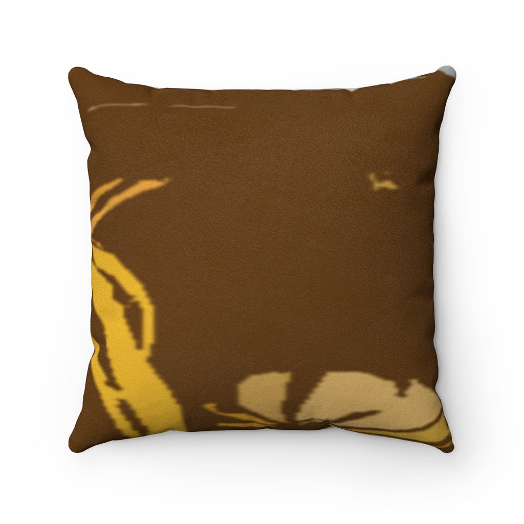 Brown Faux Suede Square Pillow Case